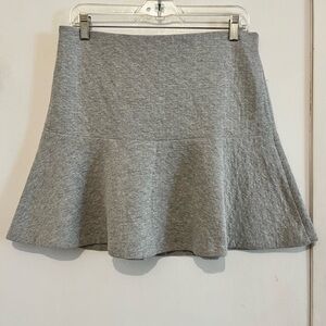 LOFT Gray Ribbed Mini Skater Skirt